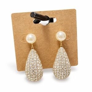 Sparkling Gold Pavé Teardrop Earrings